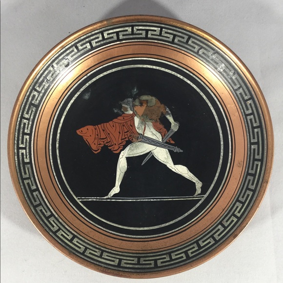 Other - Vintage Greek Copper Bowl with Greek swordsman.